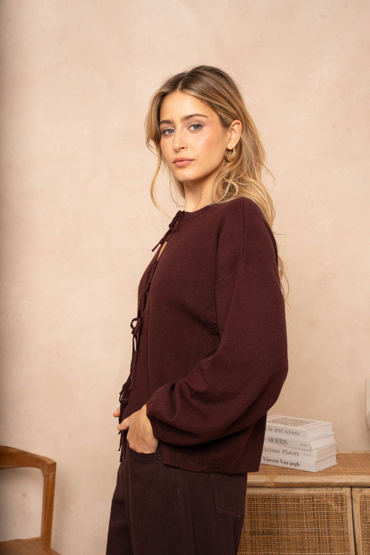 Gilet Miso à lacets - Taille unique / Bordeaux - gilets