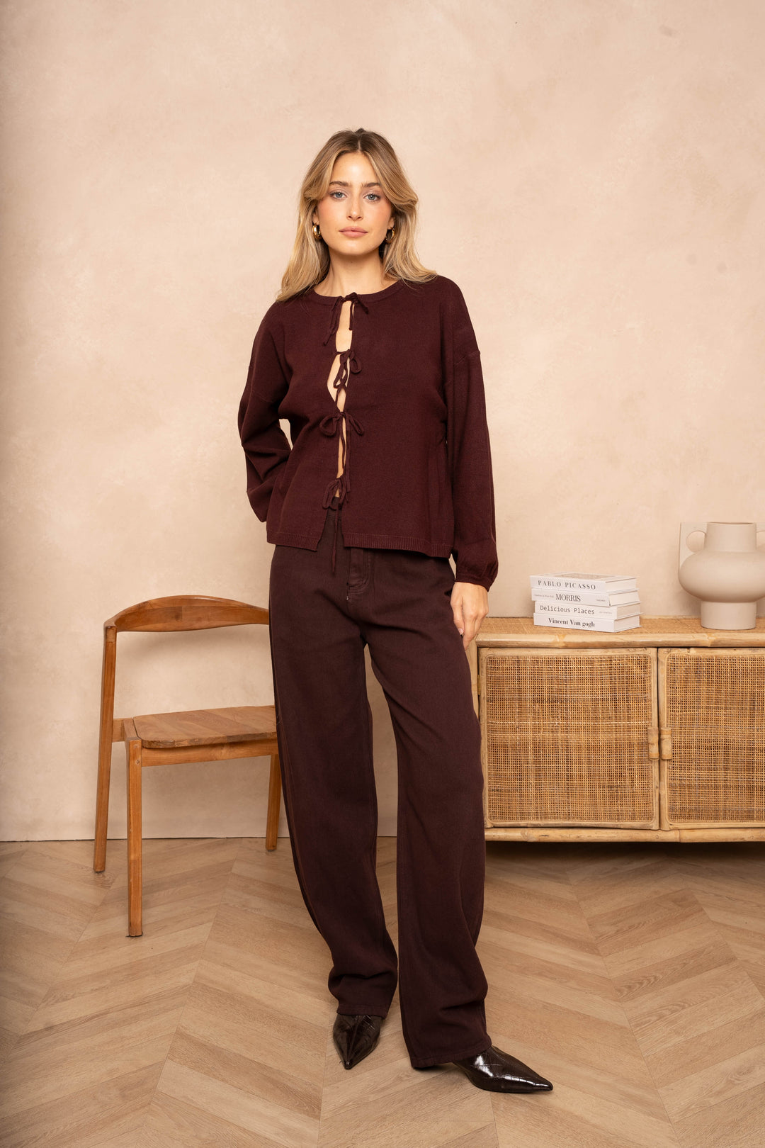 Gilet Miso à lacets - Taille unique / Bordeaux - gilets