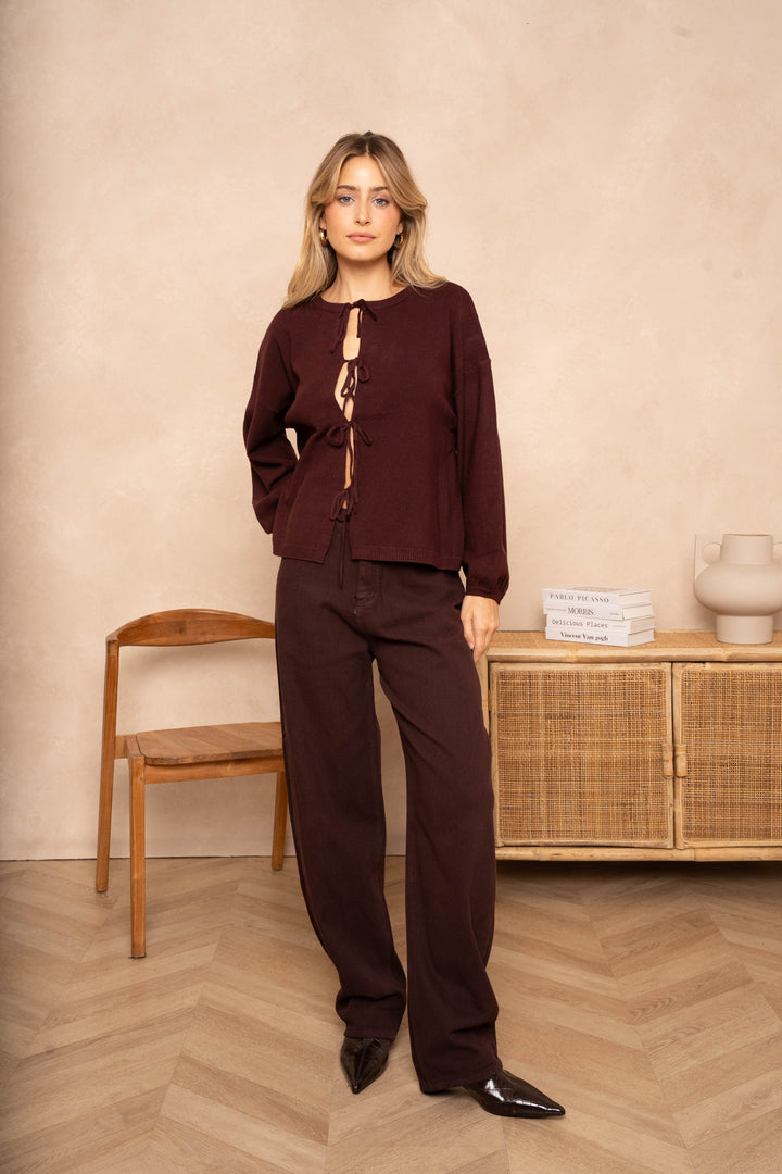 Gilet Miso à lacets - Taille unique / Bordeaux - gilets