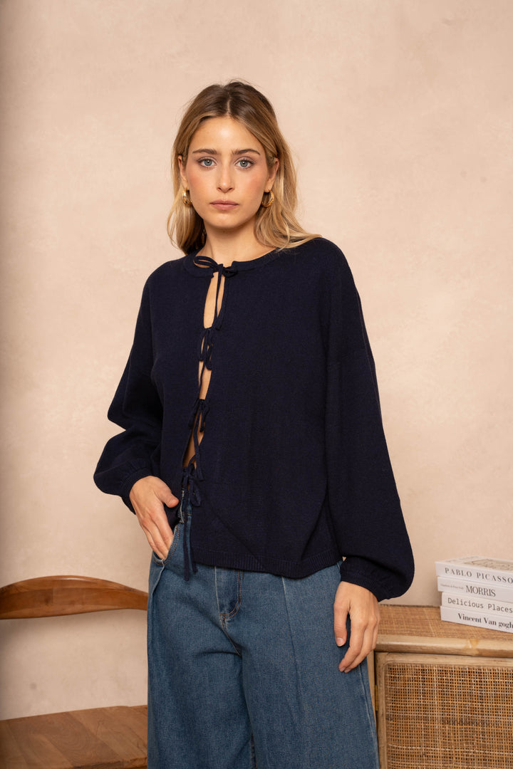 Gilet Miso à lacets - Taille unique / Marine - gilets