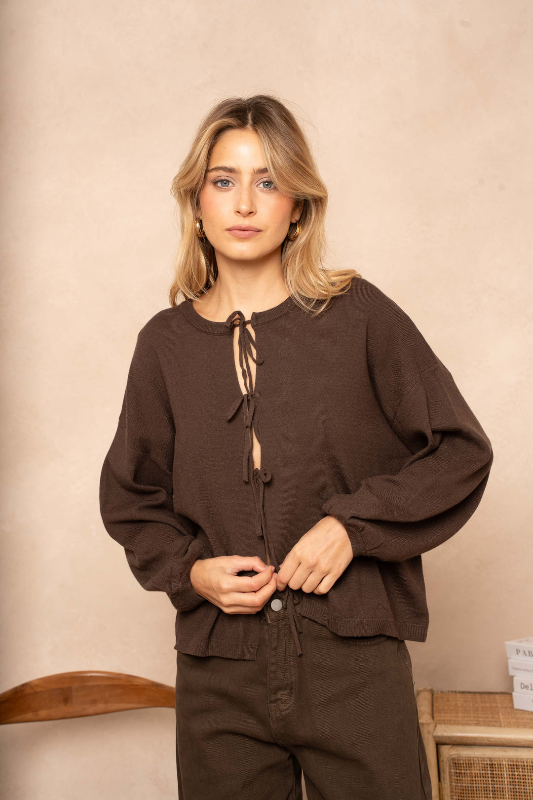 Gilet Miso à lacets - Taille unique / Marron - gilets