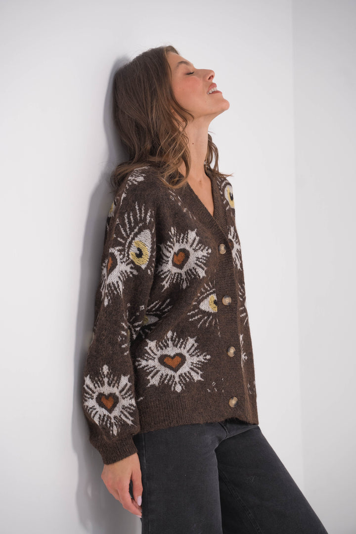 Gilet oversize à Brodé yeux et cœurs Gabrielle 2642