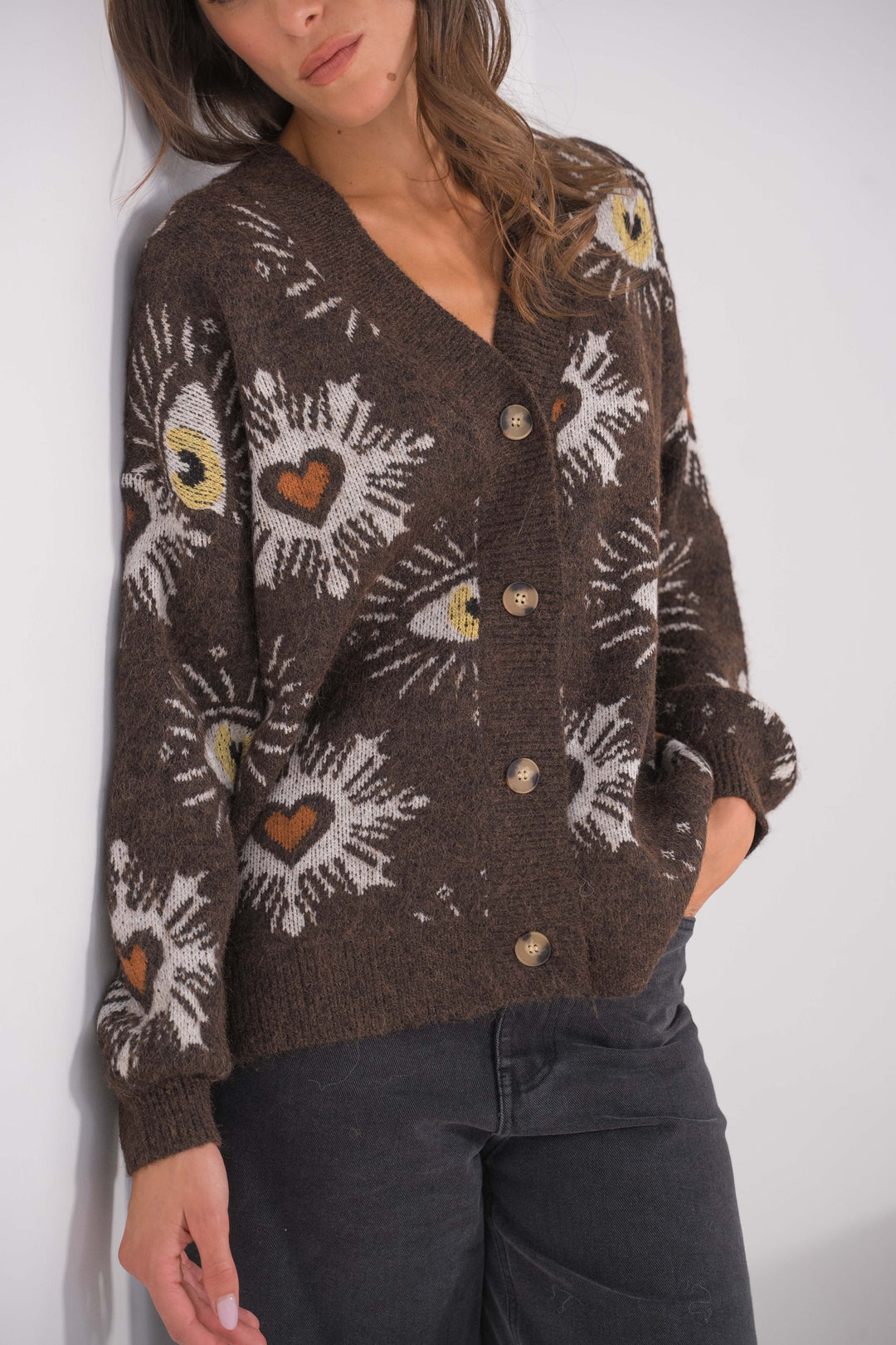 Gilet oversize à Brodé yeux et cœurs Gabrielle 2642
