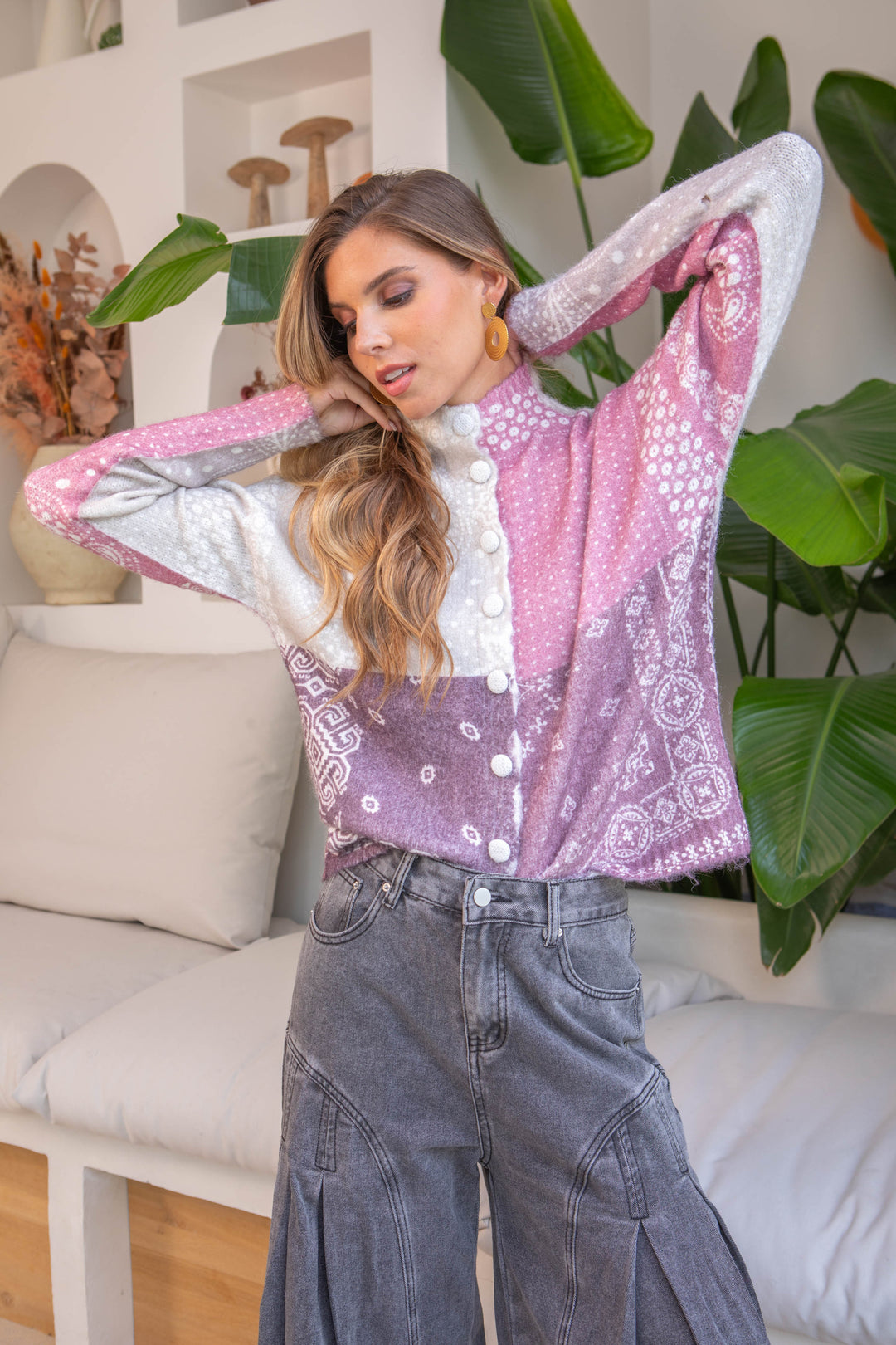 Gilet patchwork bandana Gia Taille unique / Rose gilets