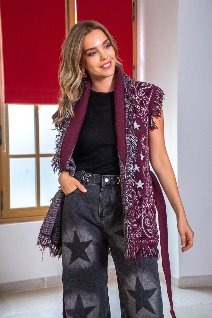 Gilet sans manches à franges Palace - Taille unique