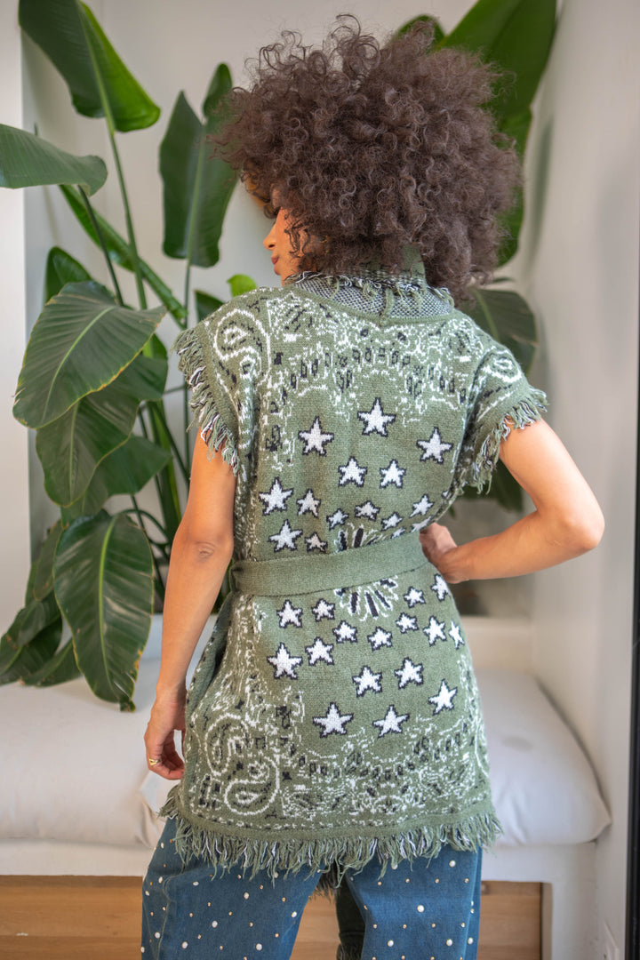 Gilet sans manches à franges Palace - Taille unique / Kaki