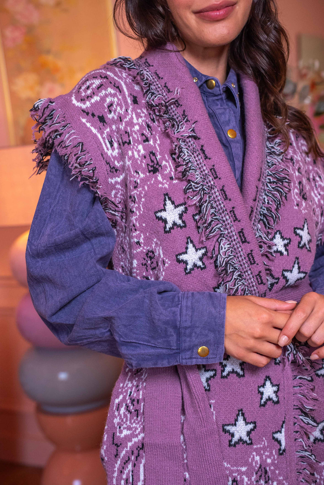 Gilet sans manches à franges Palace - Taille unique