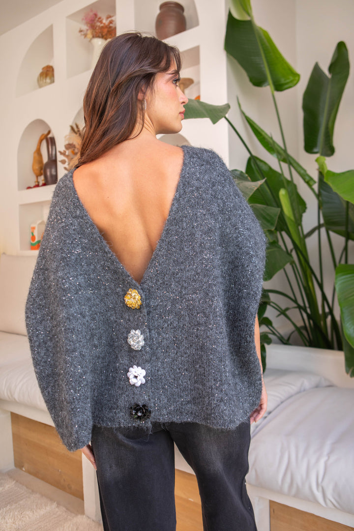 Gilet sans manches en maille boutonné Linn Taille unique