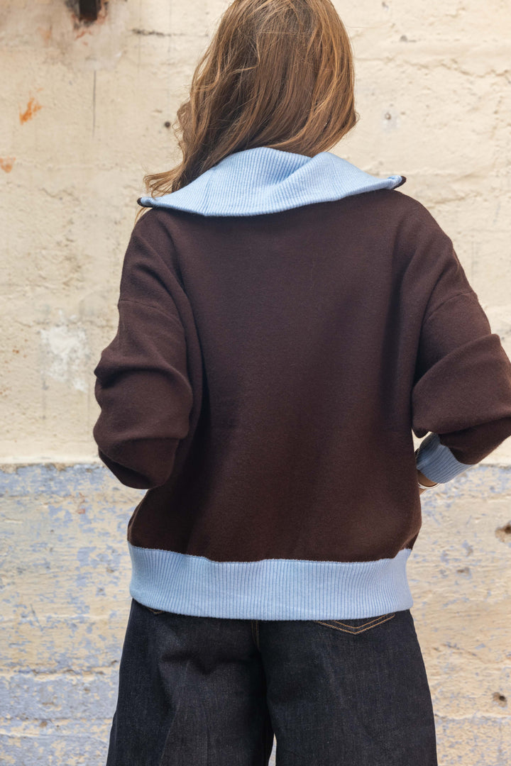 Gilet viscose zippé bicolore à col montant Luma 2700