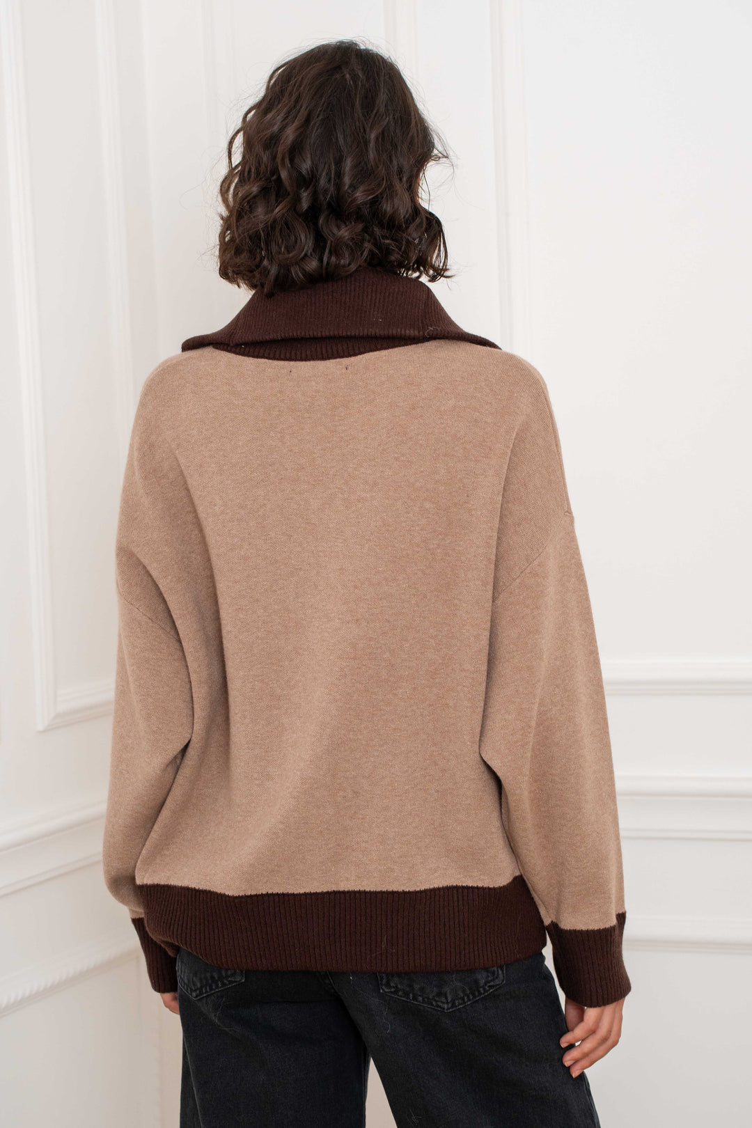 Gilet viscose zippé bicolore à col montant Luma 2700