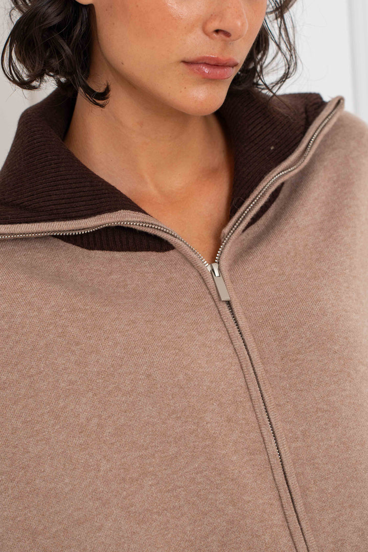 Gilet viscose zippé bicolore à col montant Luma 2700