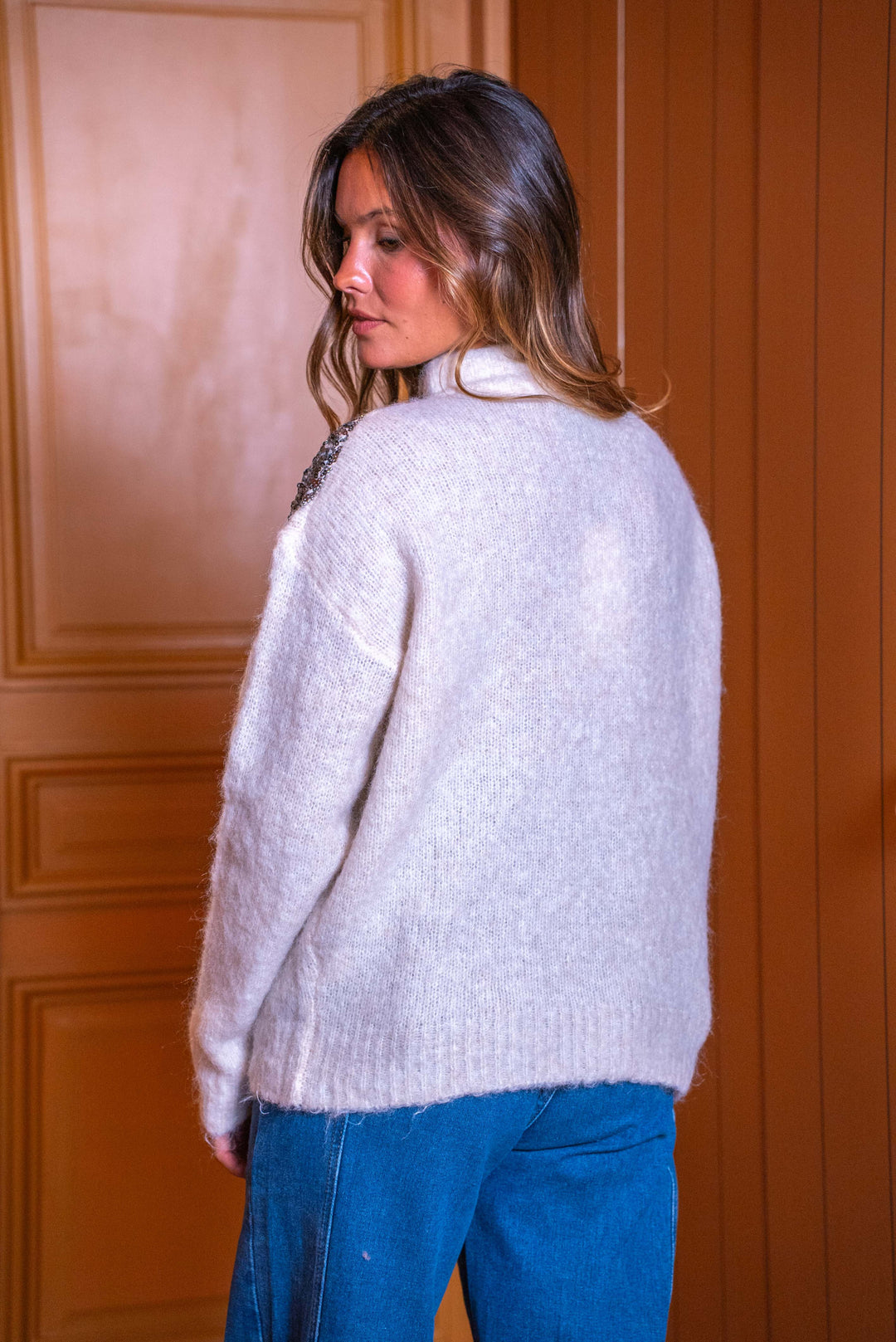 Gilet zippé à sequins Princesse Taille unique / Beige pulls