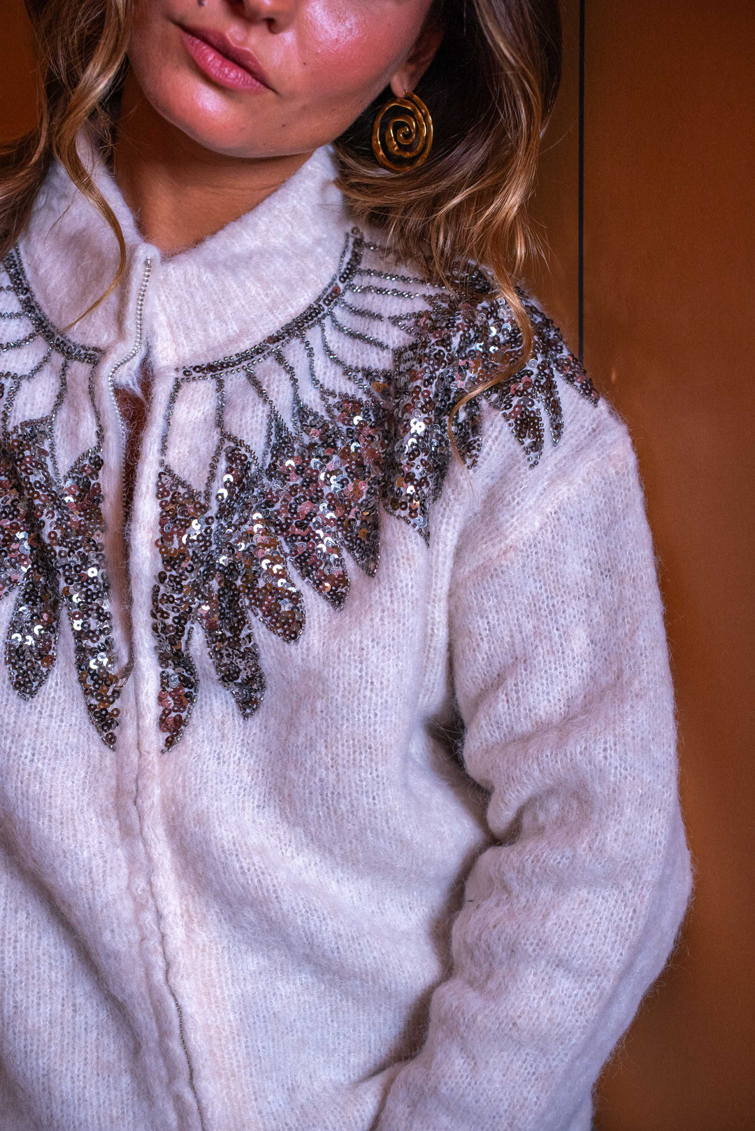 Gilet zippé à sequins Princesse Taille unique / Beige pulls