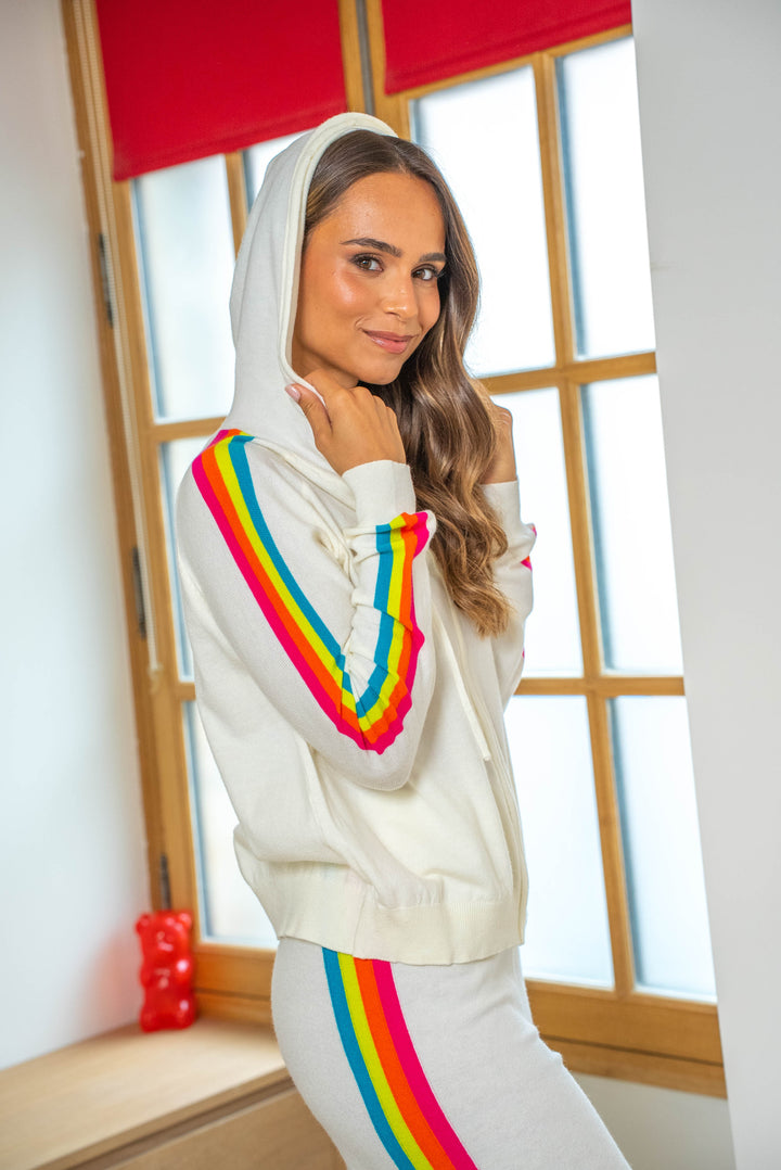 Gilet zippé avec bandes colorées Cassy Taille unique / Ecru