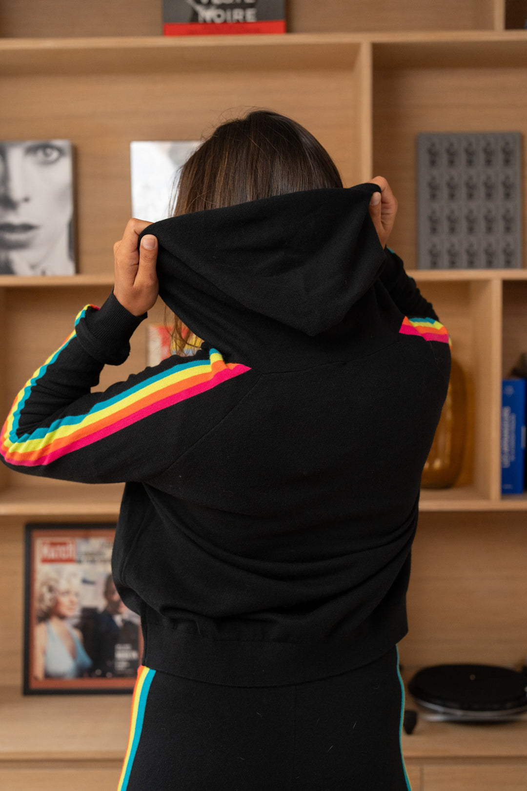 Gilet zippé avec bandes colorées Cassy Taille unique / Noir