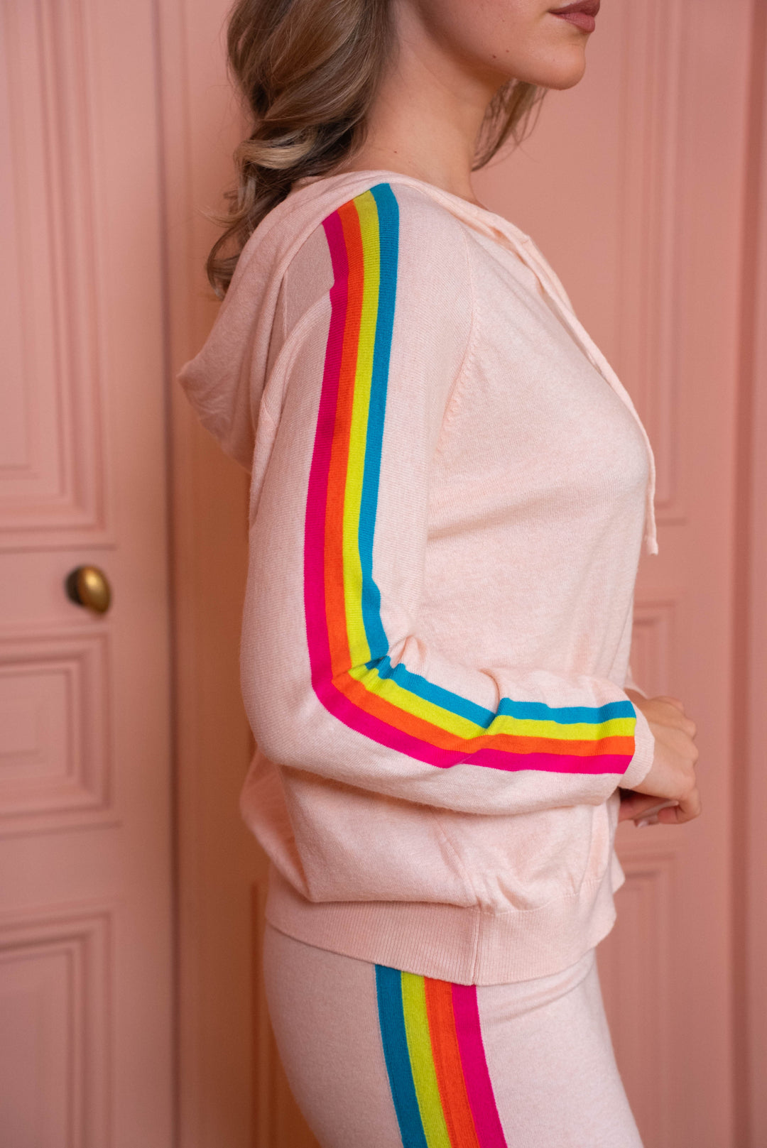 Gilet zippé avec bandes colorées Cassy Taille unique / Rose