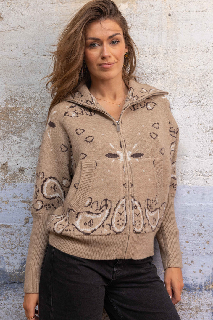 Gilet zippé Beky à motif bandana 26001 - Taille unique: 36