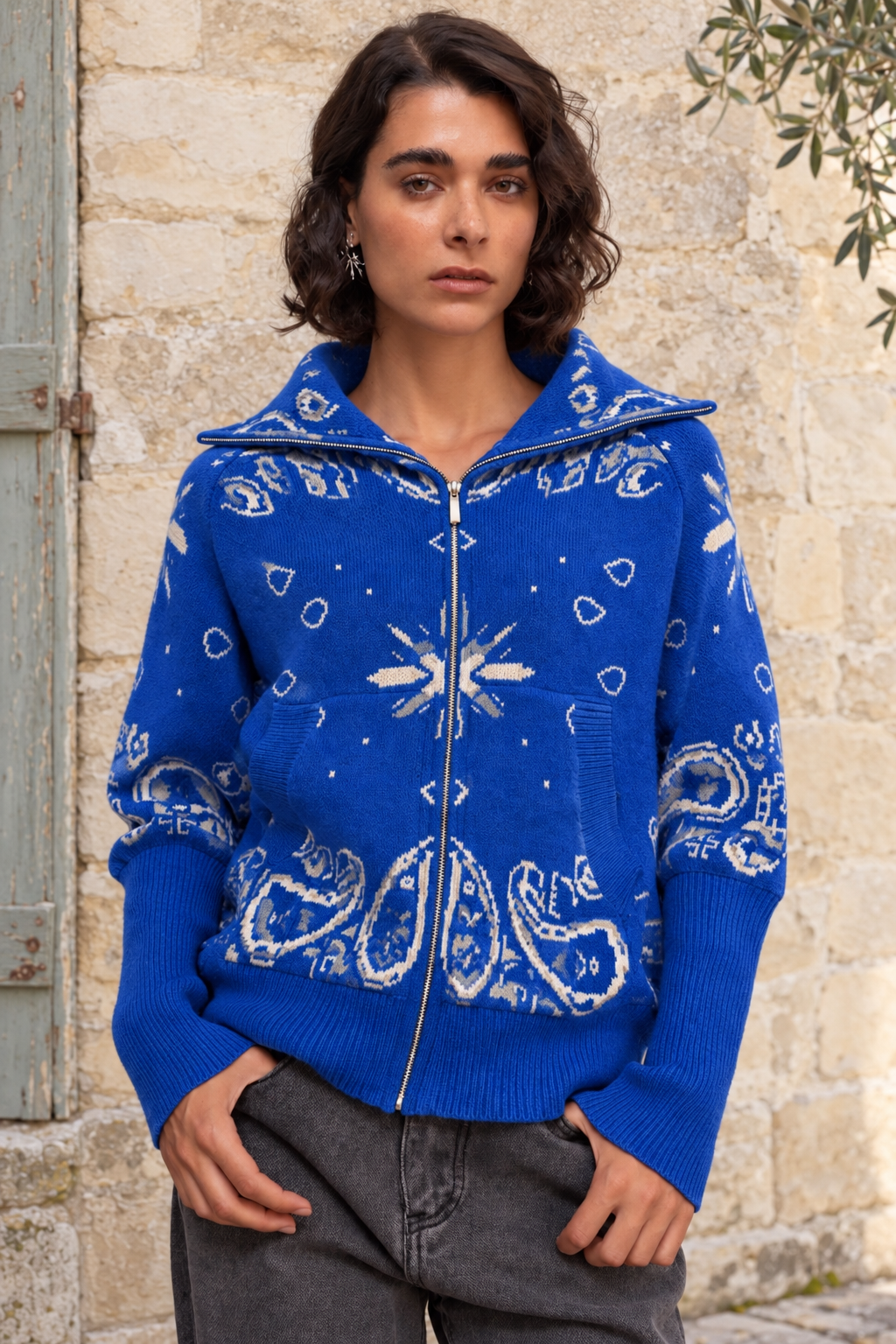 Gilet zippé Beky à motif bandana 26001 - Taille unique: 36