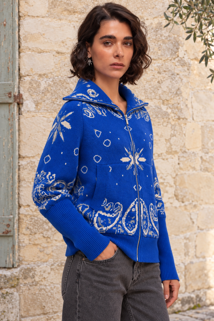 Gilet zippé Beky à motif bandana 26001 - Taille unique: 36