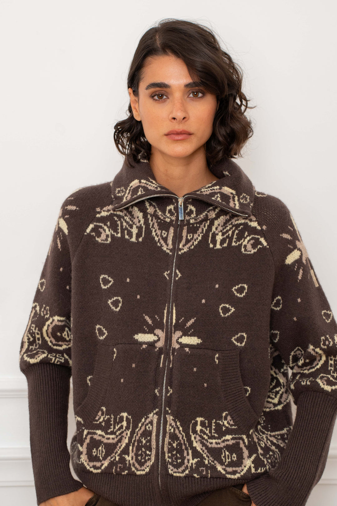 Gilet zippé Beky à motif bandana 26001 - Taille unique: 36