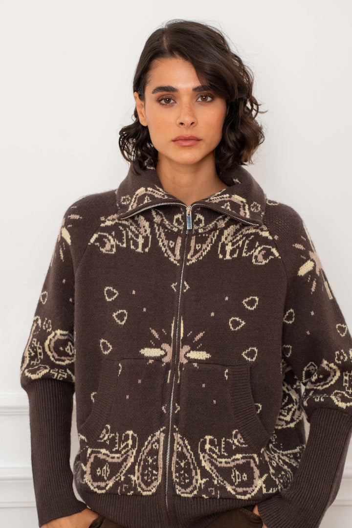 Gilet zippé Beky à motif bandana 26001 - Taille unique: 36