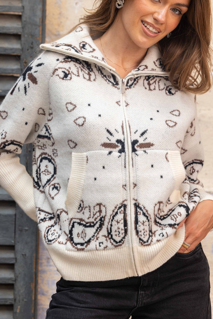 Gilet zippé Beky à motif bandana 26001 - Taille unique: 36