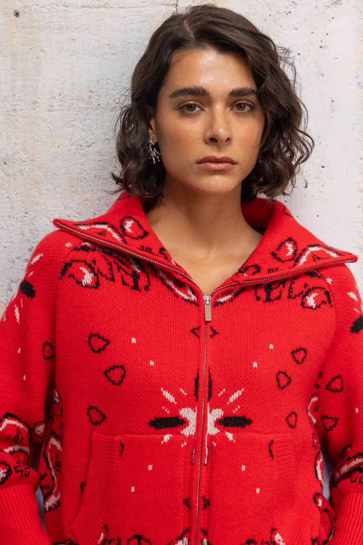 Gilet zippé Beky à motif bandana 26001 - Taille unique: 36