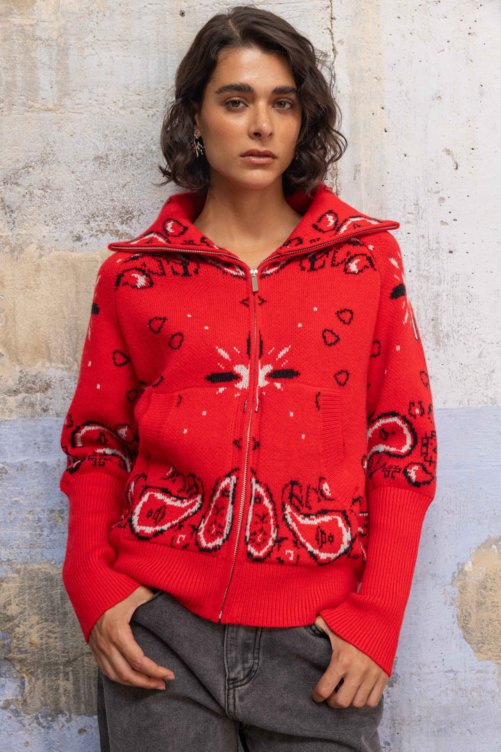 Gilet zippé Beky à motif bandana 26001 - Taille unique: 36