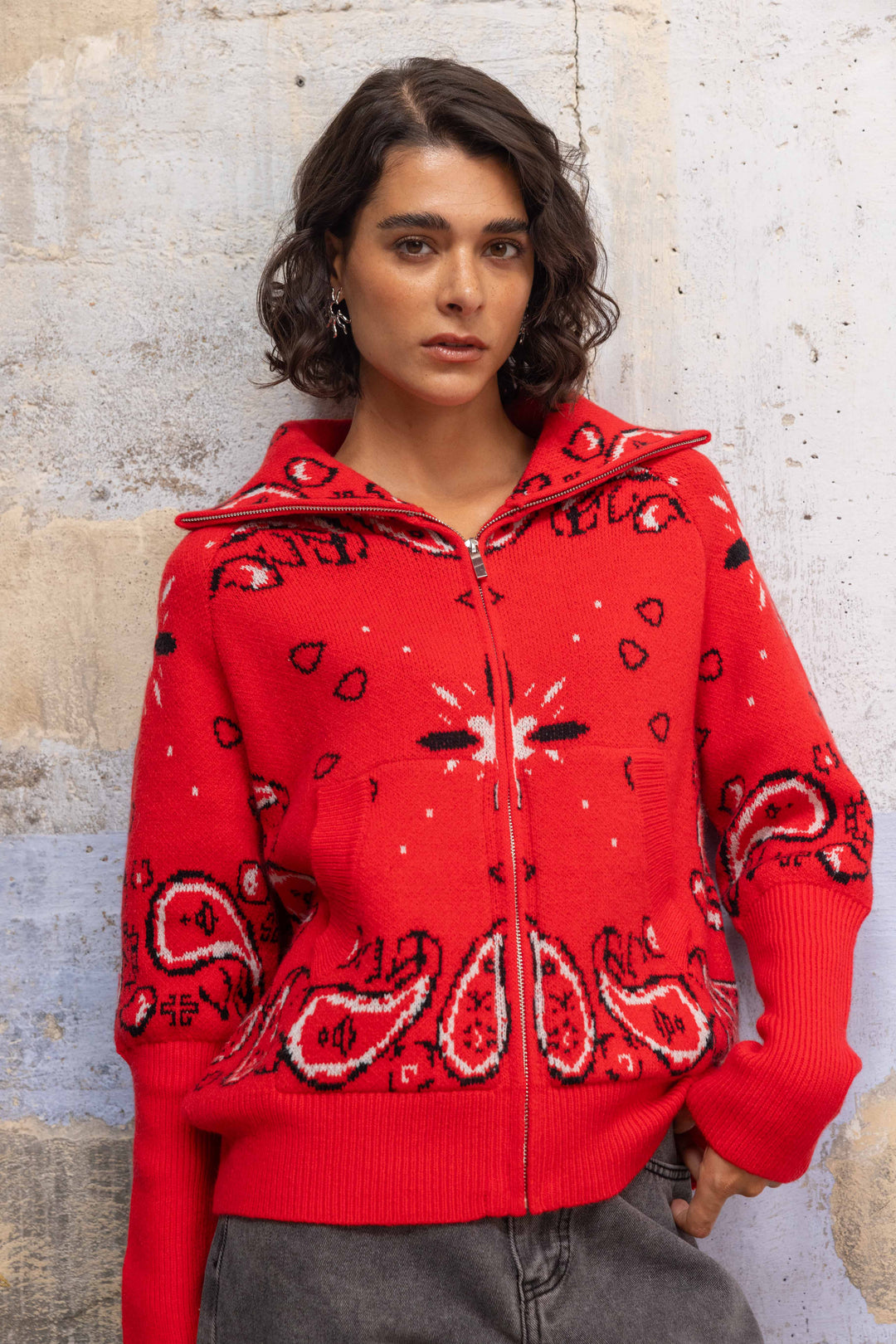 Gilet zippé Beky à motif bandana 26001 - Taille unique: 36