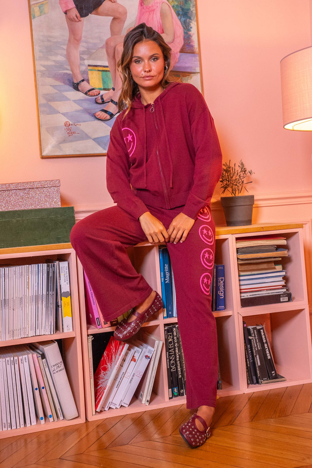 Gilet zippé smileys Jing Taille unique / Bordeaux gilets