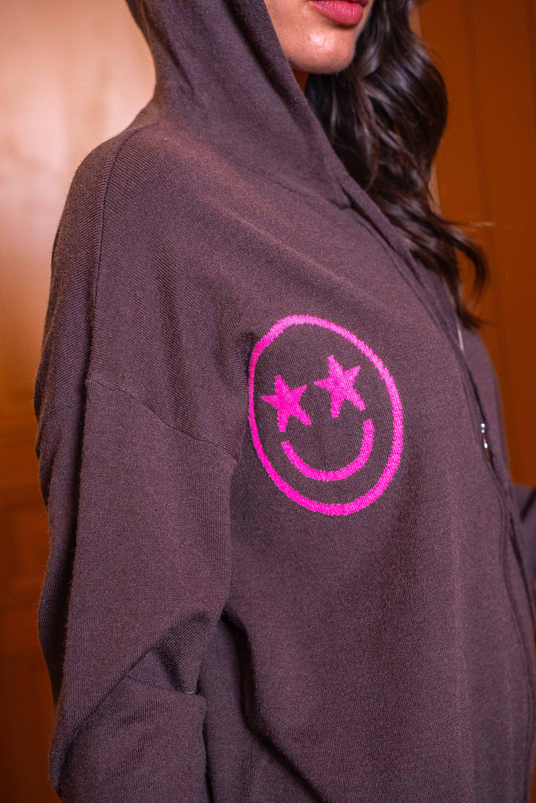 Gilet zippé smileys Jing Taille unique / Choco gilets