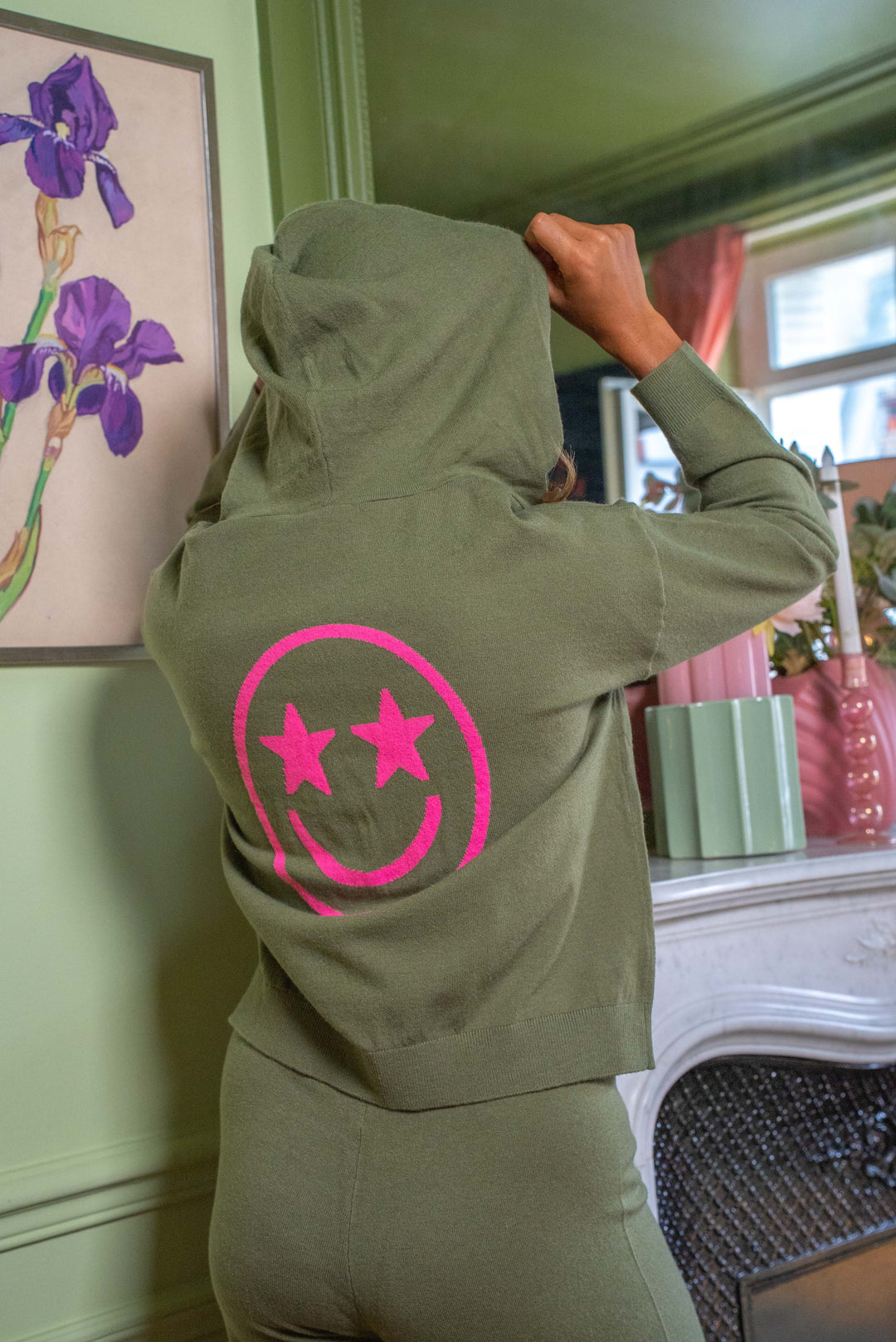 Gilet zippé smileys Jing Taille unique / Kaki gilets