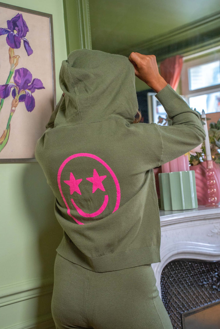 Gilet zippé smileys Jing Taille unique / Kaki gilets