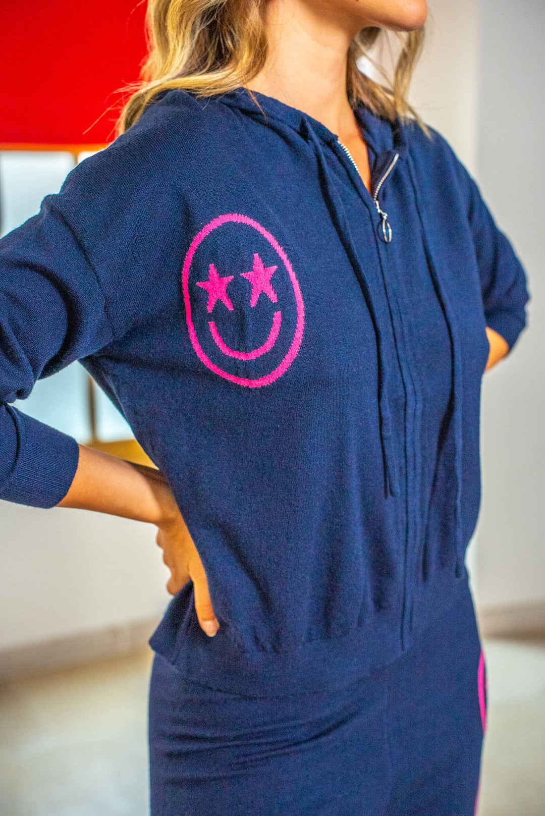 Gilet zippé smileys Jing Taille unique / Marine gilets