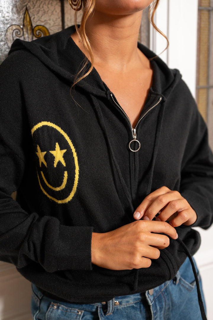 Gilet zippé smileys Jing Taille unique / Noir gilets