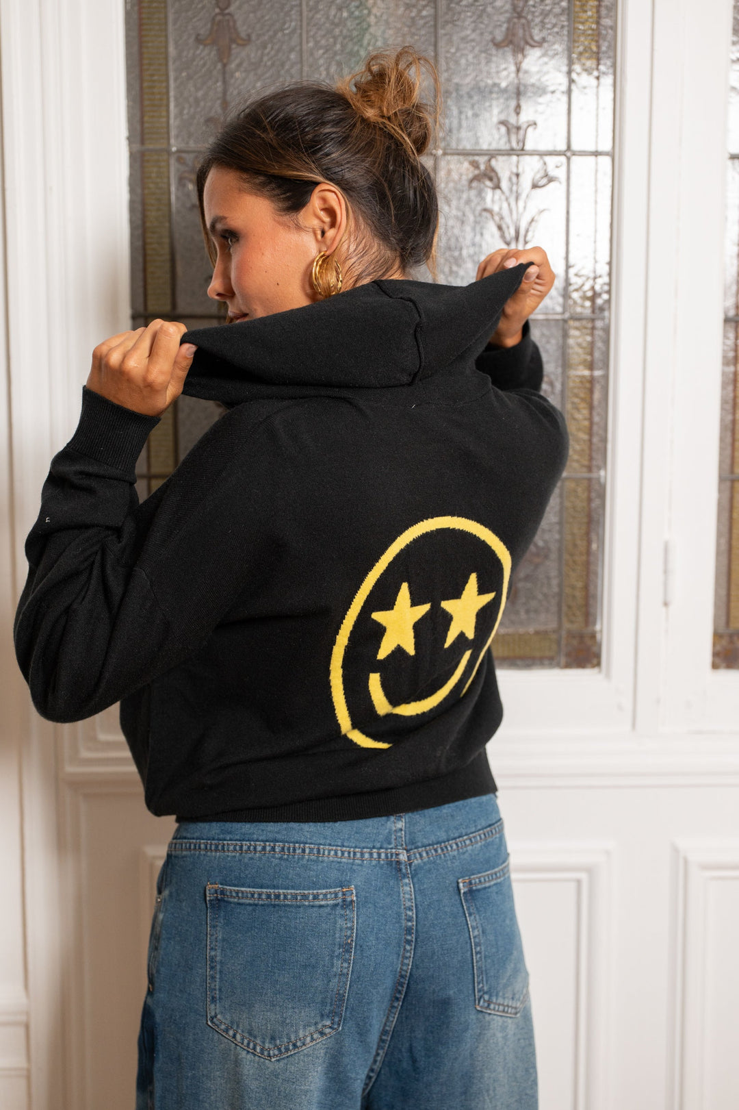 Gilet zippé smileys Jing Taille unique / Noir gilets