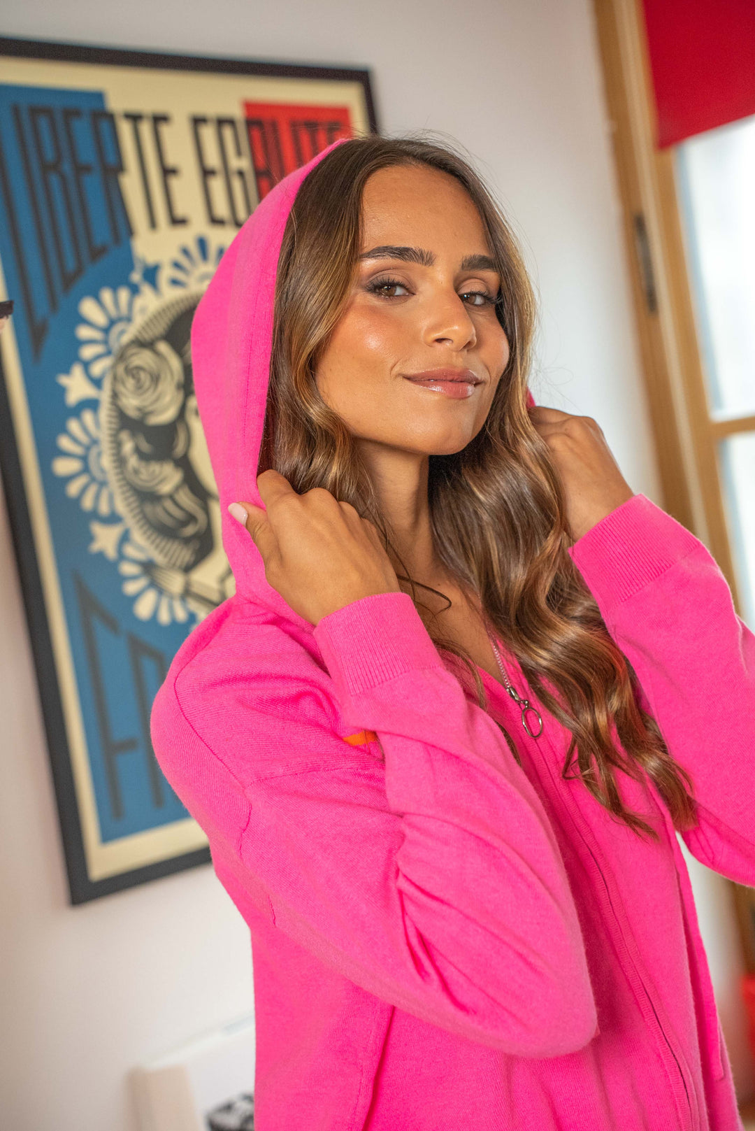 Gilet zippé smileys Jing Taille unique / Rose gilets