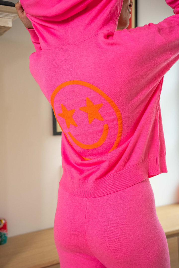 Gilet zippé smileys Jing Taille unique / Rose gilets