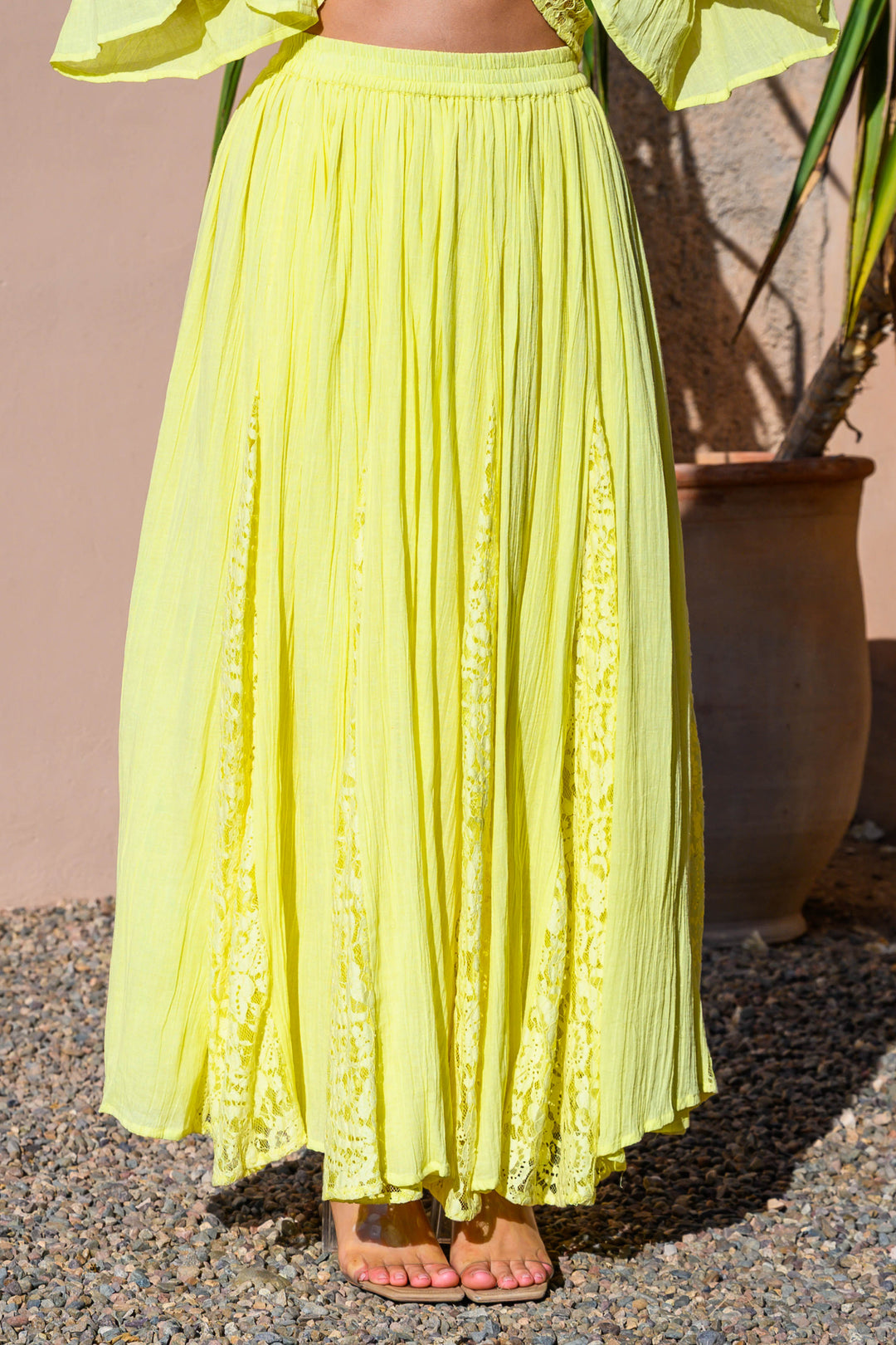 Jupe Longue Détails Dentelle Noa - Taille unique 36-42