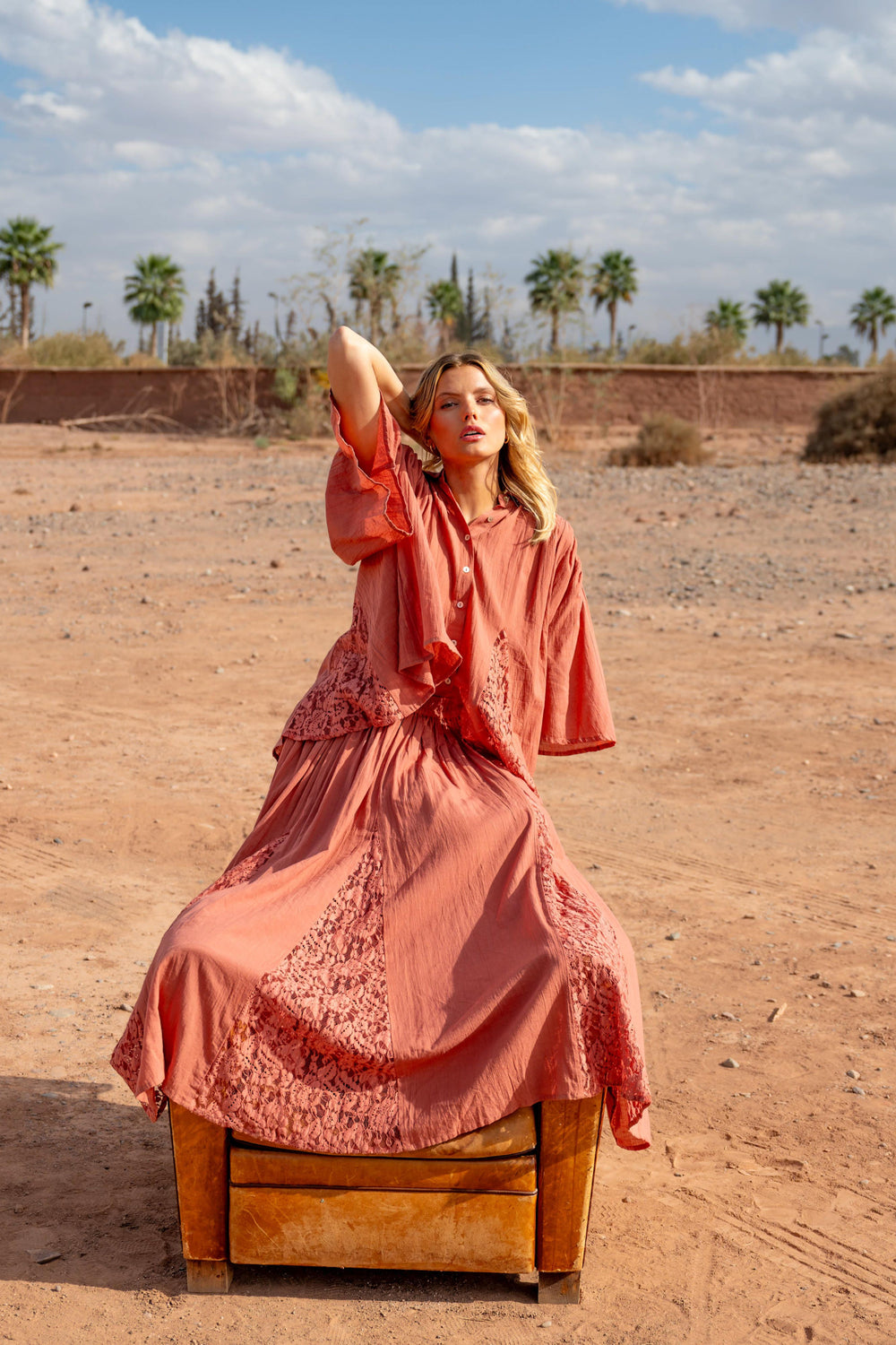 Jupe Longue Détails Dentelle Noa - Taille unique 36-42