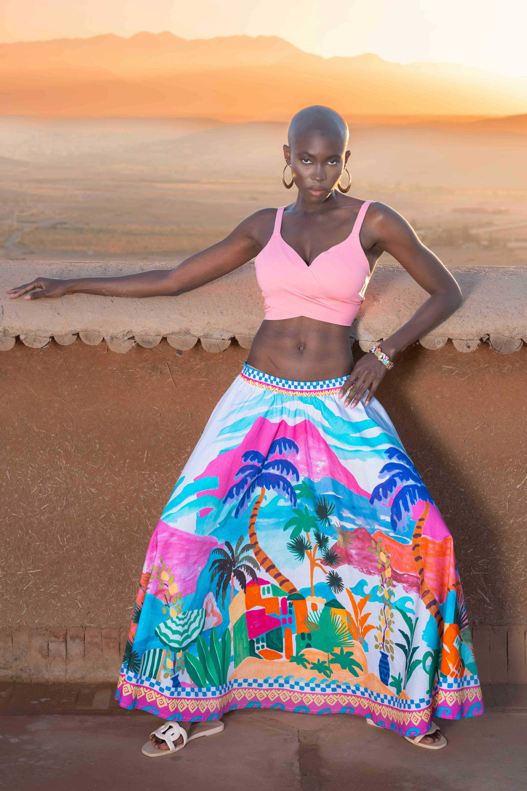 Jupe Longue en Coton à Motifs Success - Taille unique: d’un