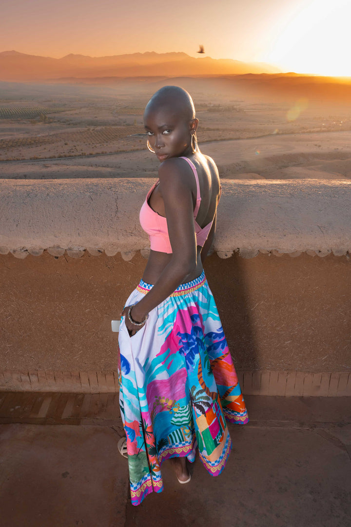 Jupe Longue en Coton à Motifs Success - Taille unique: d’un