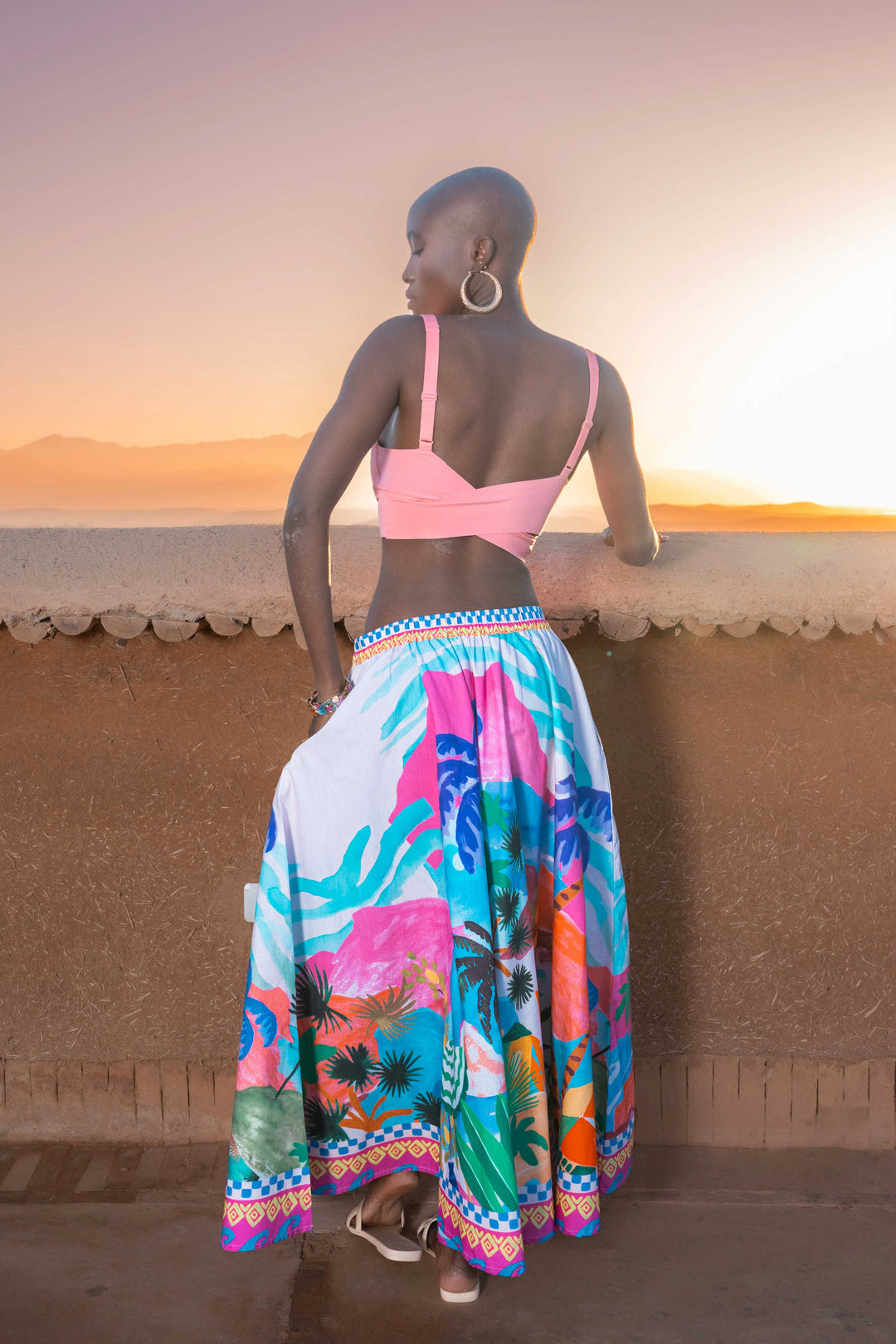 Jupe Longue en Coton à Motifs Success - Taille unique: d’un