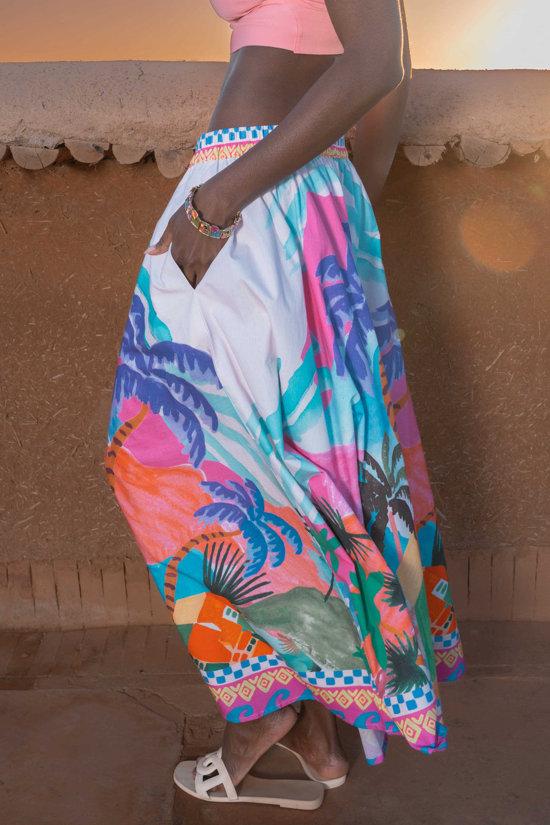 Jupe Longue en Coton à Motifs Success - Taille unique: d’un