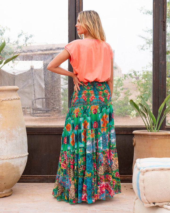 Jupe Longue Fluide Costa - Taille unique 36-42 / 07 - vert