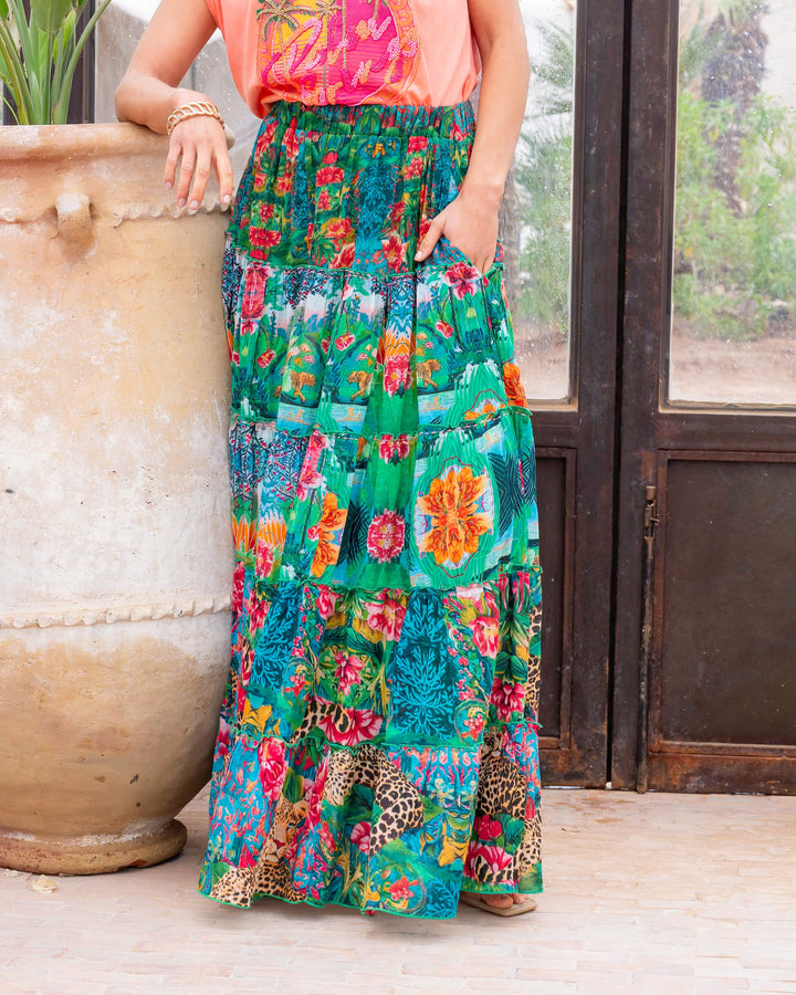 Jupe Longue Fluide Costa - Taille unique 36-42 / 07 - vert