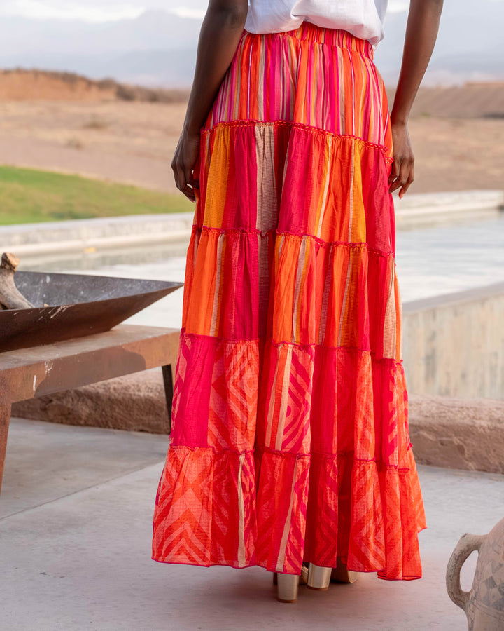 Jupe Longue Fluide Costa - Taille unique 36-42 / 08 - rouge