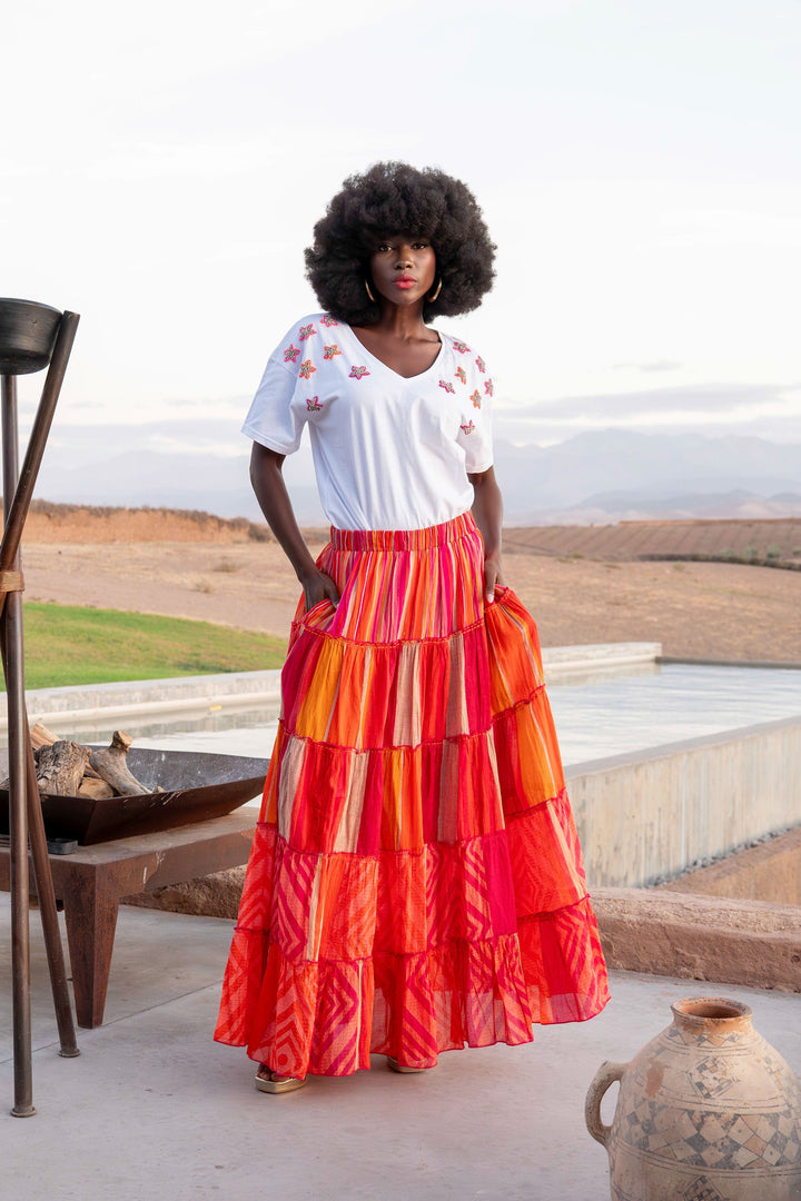 Jupe Longue Fluide Costa - Taille unique 36-42 / 08 - rouge