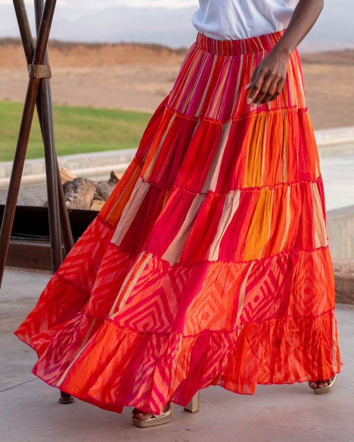 Jupe Longue Fluide Costa - Taille unique 36-42 / 08 - rouge