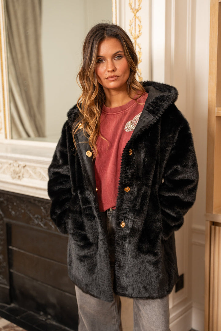 Manteau à capuche en fausse fourrure Banco - Manteaux